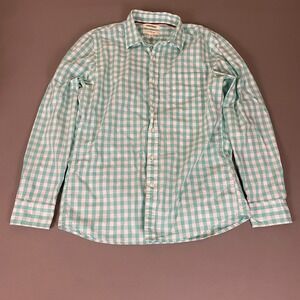 Goodthreads Button Down Shirt Mens Large Slim Fit Gingham Check Aqua Green White